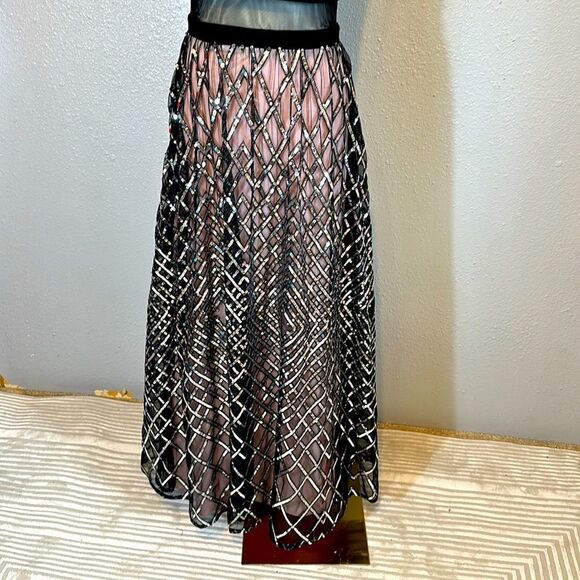 TLC “Say yes to the prom” sequined grid popover gown. Black/silver/blush size 3 - Picture 5 of 16